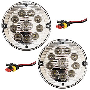KIT 2 Lanterna Traseira Ré Ônibus Caminhão 155mm 10 LED 24V CR c/Conector
