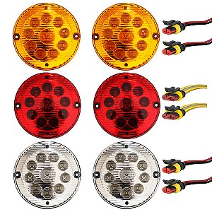 KIT 6 Lanterna Traseira Ônibus Caminhão 155mm 10 LED 24V + Conector
