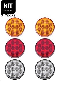 KIT 6 Lanterna Traseira LED Ø 9.60 cm 12 volts - Ônibus Caminhão Bugue