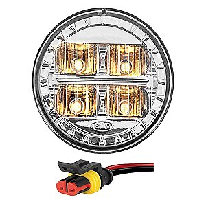Lanterna Dianteira Ônibus 70mm Cristal 4Led AM +conector