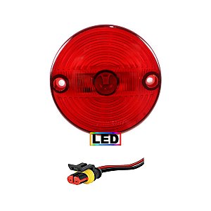 KIT Lanterna Vigia Ônibus 70mm LED BIVOLT Vermelho +Conector