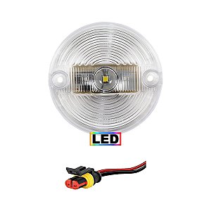 KIT Lanterna Vigia Ônibus 70mm LED BIVOLT Cristal +Conector