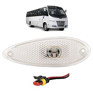 KIT 1 Lanterna Lateral Ônibus 1 LED BIVOLT CRISTAL +Conector