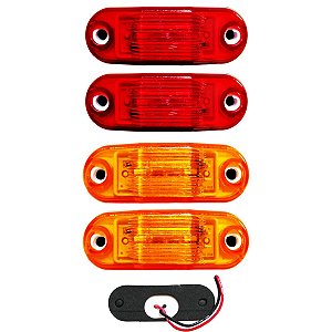 4 Lanterna Teto Caminhão Baú Van 2 LED BIVOLT +Chicote VM/AM