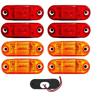 8 Lanterna Teto Caminhão Baú Van 2 LED BIVOLT +Chicote VM/AM