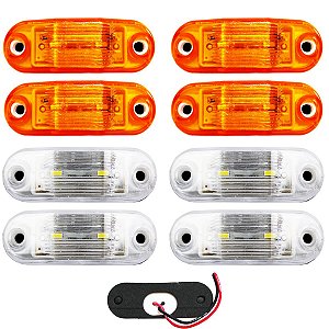 8 Lanterna Teto Caminhão Baú Van 2 LED BIVOLT +Chicote CR/AM