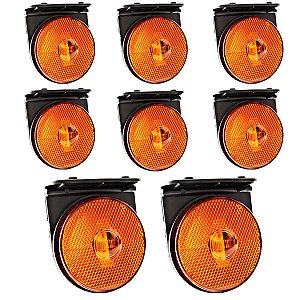 8 Lanterna Lateral Caminhão Carreta 88mm LED BIVOLT AM +Suporte