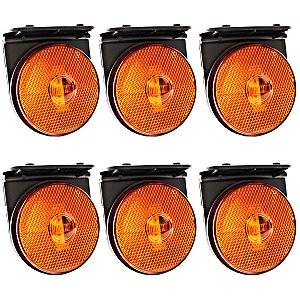 6 Lanterna Lateral Caminhão Carreta 88mm LED BIVOLT AM +Suporte