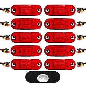 10 Lanterna Vigia Teto Ônibus Caminhão 2 LED BIVOLT VM +Conector