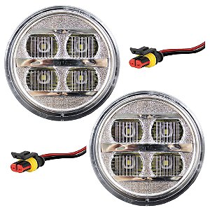 2 Lanterna Seta Ônibus Caminhão 70mm 4 Led AM/CR BIVOLT + Conector