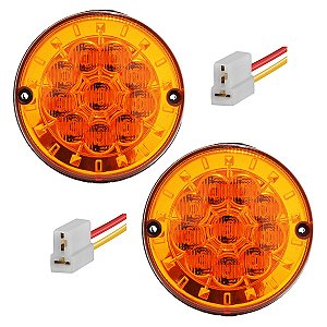 2 Lanterna Traseira Ônibus Caminhão 125mm 10 LED 12V AM + Conector