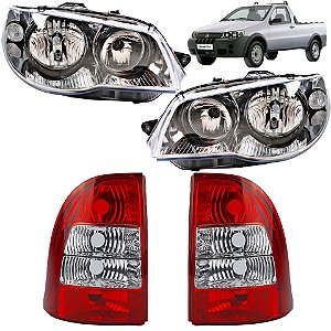 KIT Farol Lanterna Strada 2005 2006 a 2012 Máscara Cromada Aro Preto CR