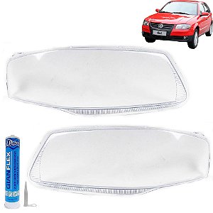 PAR Lente Farol Gol G4 2006 2007 2008 2009 2010 2011 2012 2013 + Adesivo