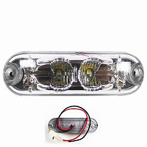Lanterna Ônibus Caminhão Vigia Teto Cromada 2 LED 24 Volts CR