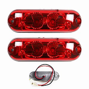 2 Lanterna Ônibus Caminhão Vigia Teto Cromada 2 LED 24 Volts VM