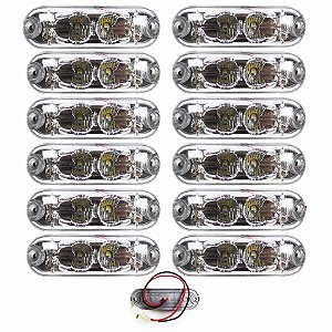 12 Lanterna Ônibus Caminhão Vigia Teto Cromada 2 LED 24 Volts CR