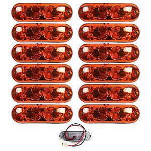 12 Lanterna Ônibus Caminhão Vigia Teto Cromada 2 LED 24 Volts AM