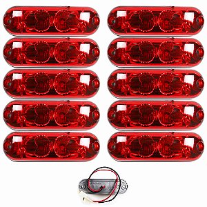 10 Lanterna Ônibus Caminhão Vigia Teto Cromada 2 LED 24 Volts VM