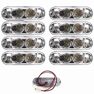 8 Lanterna Ônibus Caminhão Vigia Teto Cromada 2 LED 24 Volts CR
