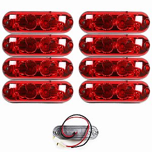 8 Lanterna Ônibus Caminhão Vigia Teto Cromada 2 LED 24 Volts VM