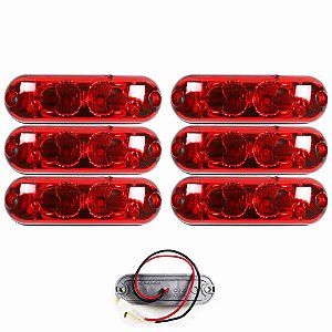 6 Lanterna Ônibus Caminhão Vigia Teto Cromada 2 LED 24 Volts VM