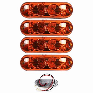 4 Lanterna Ônibus Caminhão Vigia Teto Cromada 2 LED 24 Volts AM