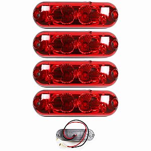 4 Lanterna Ônibus Caminhão Vigia Teto Cromada 2 LED 24 Volts VM