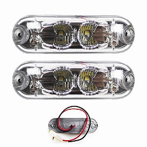 2 Lanterna Ônibus Caminhão Vigia Teto Cromada 2 LED 24 Volts CR