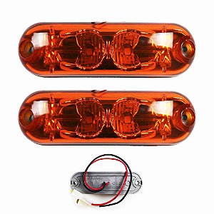 2 Lanterna Ônibus Caminhão Vigia Teto Cromada 2 LED 24 Volts AM