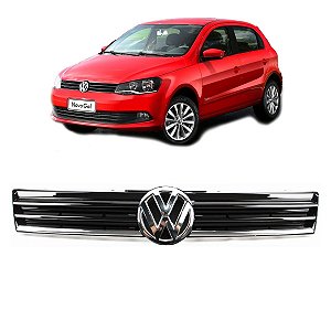Grade Parachoque Gol G6 2012 13 14 15 Black Piano Friso Cromado + Emblema