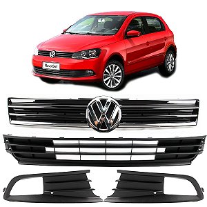 Grade Parachoque Gol G6 2012 13 14 15 Superior Black Piano Friso Cromado + Emblema + Inferior