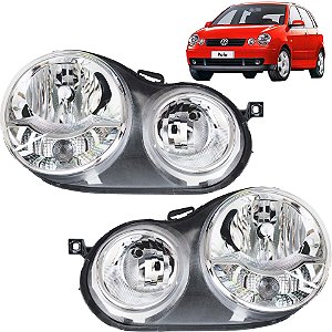 PAR Farol Polo Hatch e Sedan 2003 2004 2005 2006 Cromado