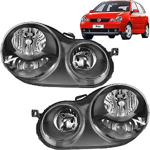 PAR Farol Polo Hatch e Sedan 2003 2004 2005 2006 Máscara Negra