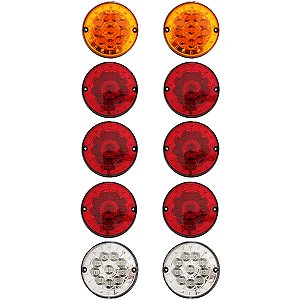 10 Lanterna Traseira 125mm Ônibus Caminhão Carreta 10 LED 12V