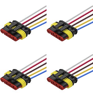 4 Conector 5 Vias Selado com Chicote Automóvel Caminhão Ônibus