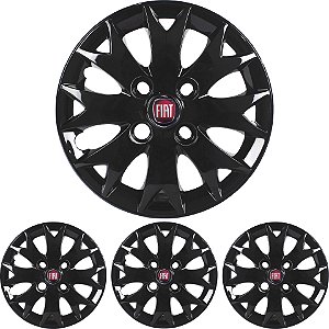 JG 4 Calota Palio Fire Economy Flex Aro 13 Black Piano com Emblema