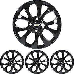 JG 4 Calota Onix 2017 2018 2019 Aro 15 Black Piano com Emblema