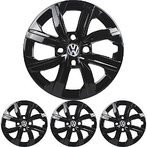 JG 4 Calota Gol G7 2019 2020 Aro 14 Preto Brilhante com Emblema