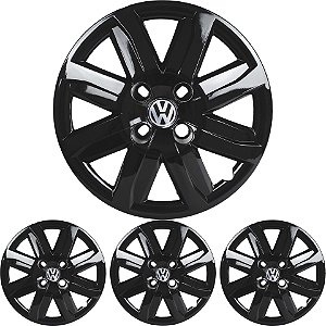 JG 4 Calota Gol G5 2008 09 10 11 12 Aro 14 Black Piano com Emblema