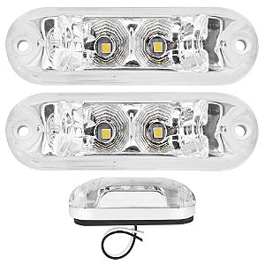 2 Lanterna Ônibus Caminhão Vigia Teto Cromada 2 LED BIVOLT CR