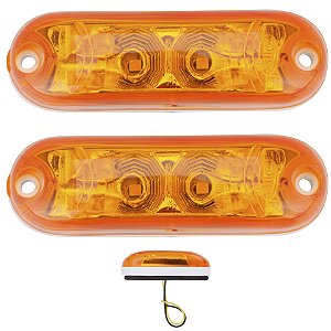 2 Lanterna Ônibus Caminhão Vigia Teto Cromada 2 LED 12V AM