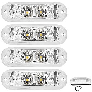 4 Lanterna Ônibus Caminhão Vigia Teto Cromada 2 LED BIVOLT CR