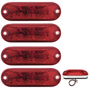 4 Lanterna Ônibus Caminhão Vigia Teto Cromada 2 LED 12V VM