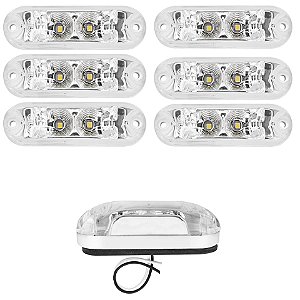 6 Lanterna Ônibus Caminhão Vigia Teto Cromada 2 LED BIVOLT CR