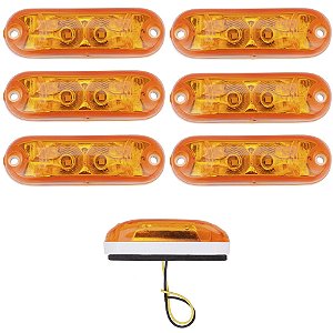 6 Lanterna Ônibus Caminhão Vigia Teto Cromada 2 LED 12V AM