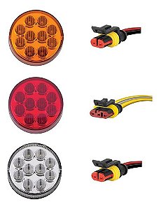 KIT 3 Lanterna Ônibus Caminhão Carreta Bugue Traseira LED 12 volts 96mm com Conector
