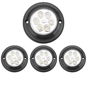 4 Luminária Universal Interna Ônibus Caminhão Baú PRETO LED