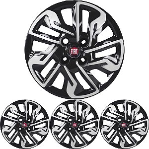 JG 4 Calota Argo 2017 18 19 20 TODOS Aro 14 Black Piano com Prata Metálico com Emblema