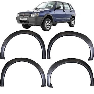 Kit 4 Moldura Paralama Uno 04 06 07 08 09 10 11 12 Way Preto