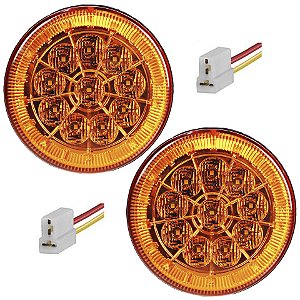 2 Lanterna Traseira 125mm Caminhão Carreta Mod. Randon 10 LED AM 24V +Conector